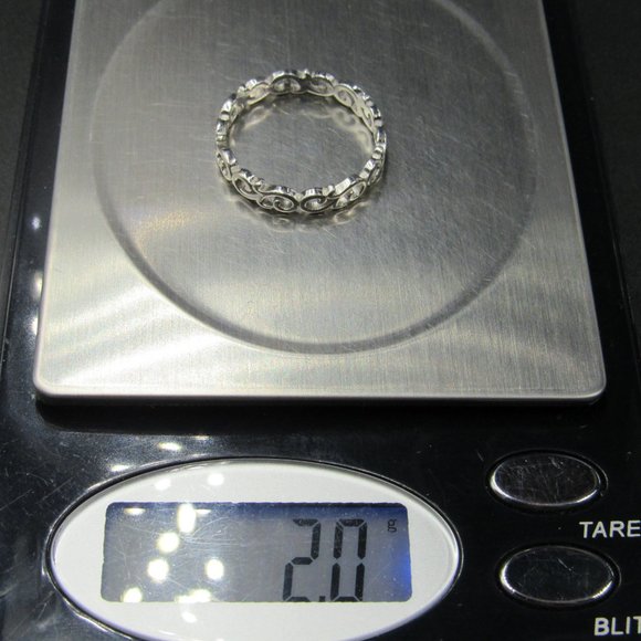 Size 8.75 Sterling Silver Fancy Wind Blowing Band Ring Vintage - Picture 7 of 7